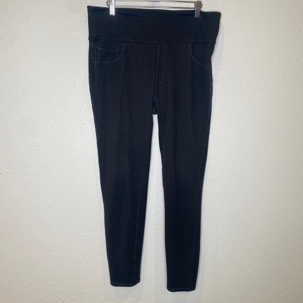 Spanx Black Gray Jeggings EUC Sz 1X Stretchy High Rise Cotton Polyester